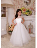 Ivory Lace Tulle Heart Shaped Back Flower Girl Dress